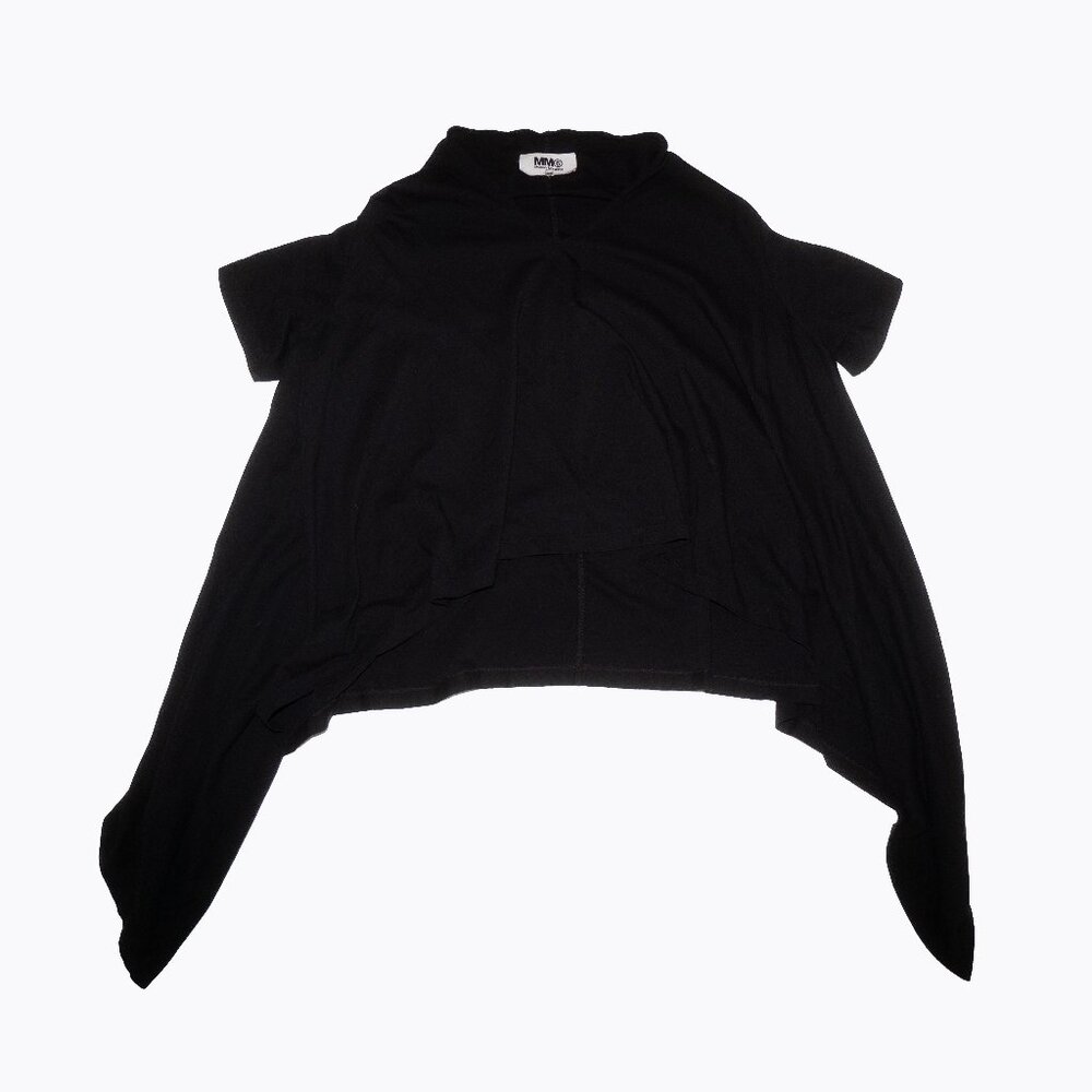MM6 Maison Margiela Black V-Neck Draped Cotton T-Shirt